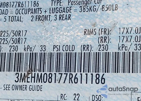 2007 Mercury Milan V6 Premier from USA, damaged, VIN 3MEHM08177R611186